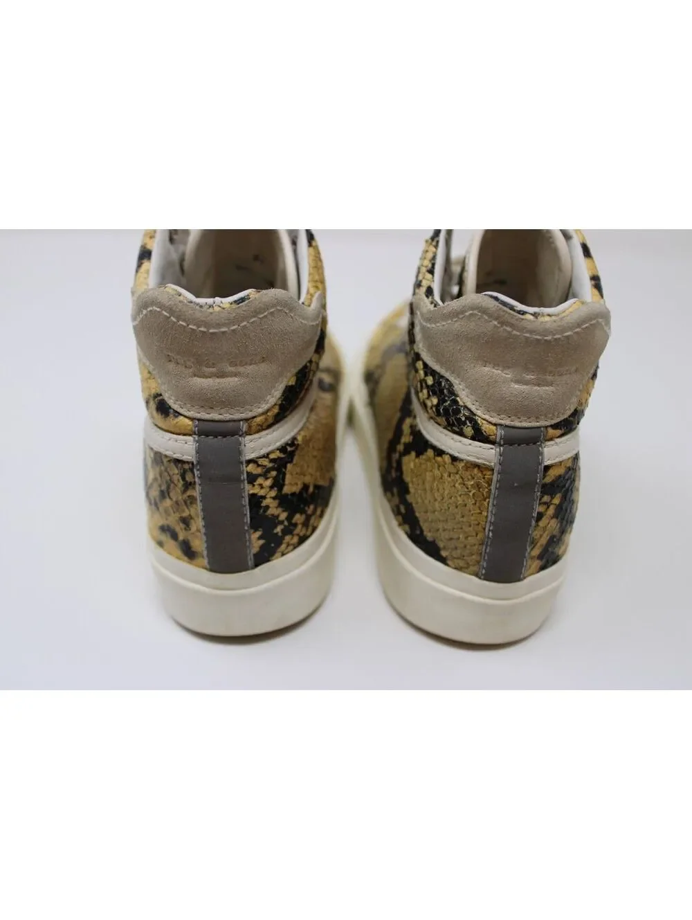 Rag & Bone Snakeskin Embossed High Top Sneakers Yellow/Black Suede Sz 37.5 / 7